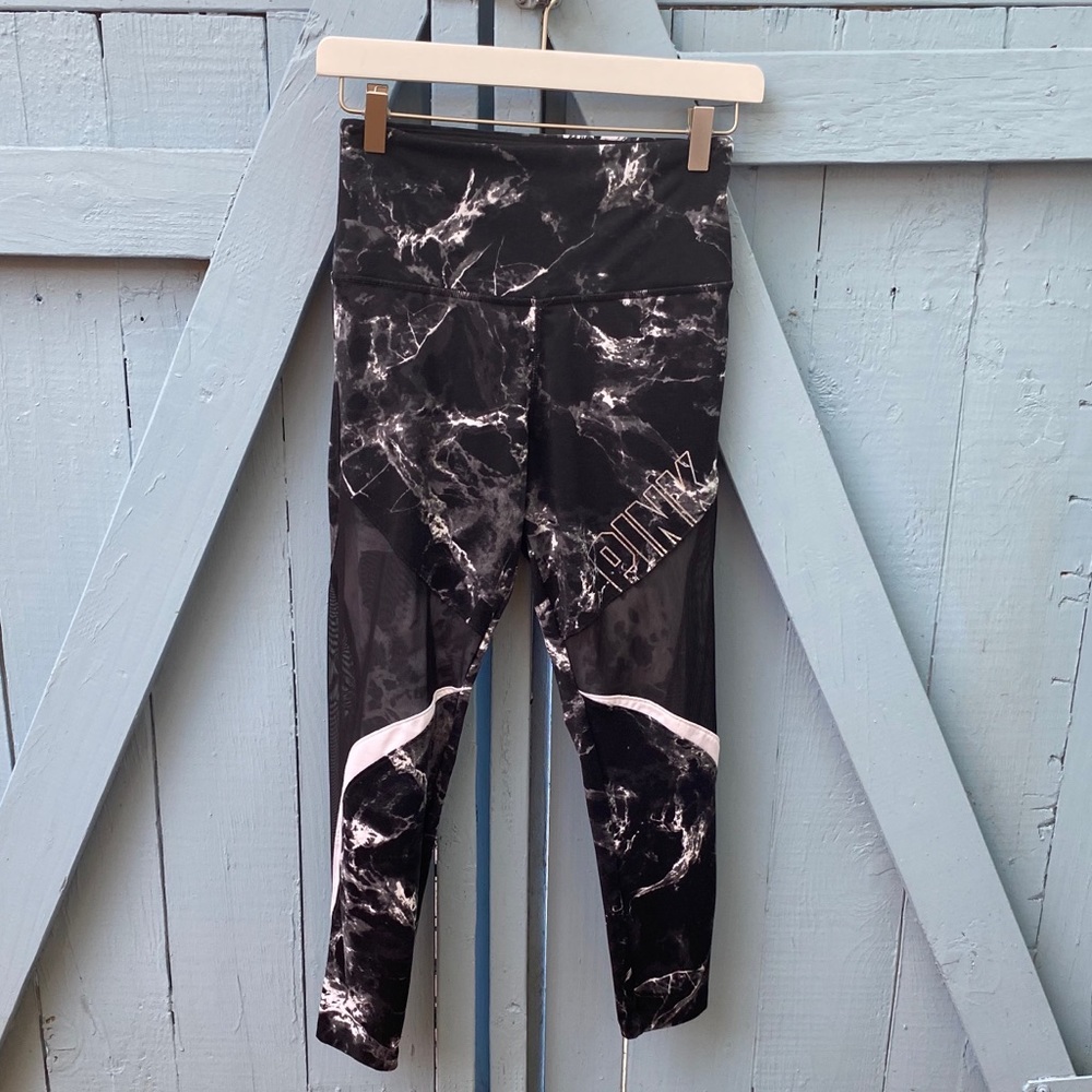 VS Pink marbled mesh insert leggings size small